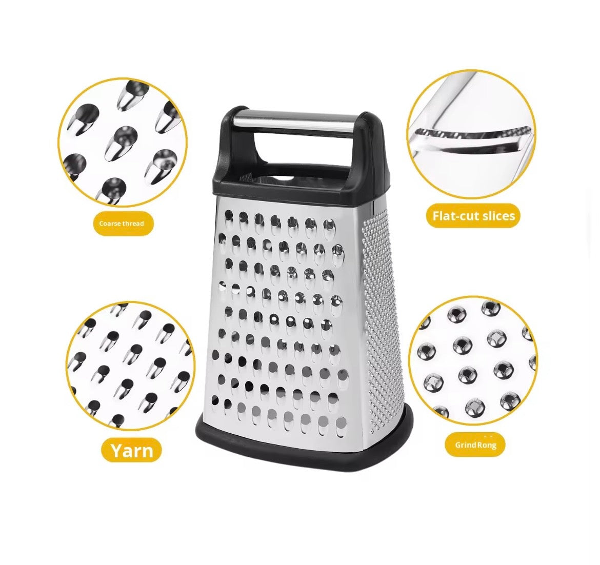 Stainless steel 4-sided grater